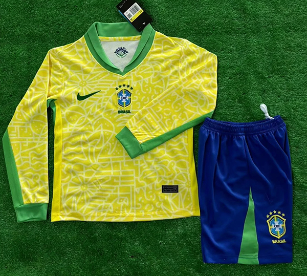 2024-25 Brazil home long sleeve kids