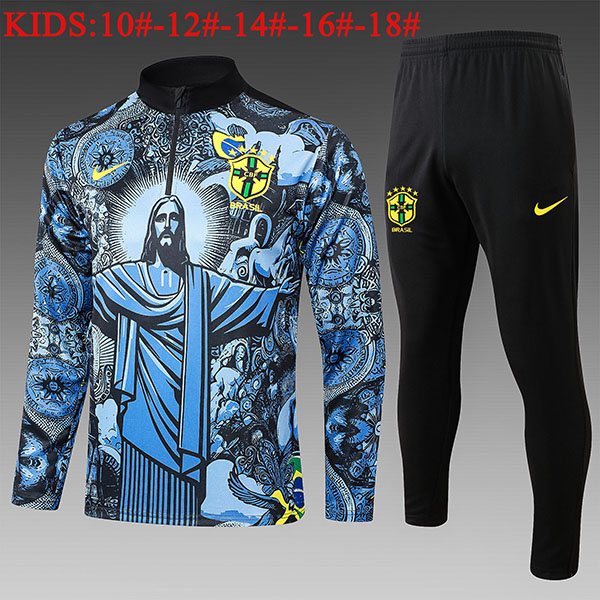 2024-25 Brazil JESUS kids Half zipper Training Suit