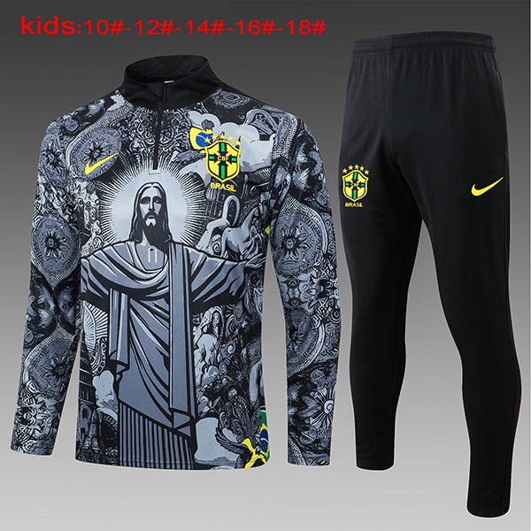 2024-25 Brazil JESUS kids Half zipper Training Suit